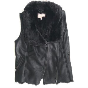 Banana Republic Multi Zip Moto Faux Shearling Vest